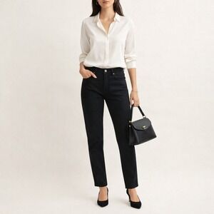 J.Crew Womens Curvy Vintage Slim Straight Jeans 32 Black High Rise Stretch Denim